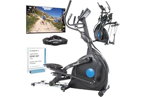 ‎SKANDIKA Skandika Crosstrainer für Zuhause Carbon Champ | CardioCross Crosstrainer klappbar platzsparend leise, 32 Stufen, 19 Programme, bis 150 kg, Kinomap App kompatibel, 24,5kg Schwungmasse, Ellipsentrainer