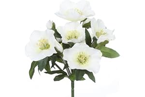 CREATIV green Christrosenbund mit 7 Blüten I 25 cm künstliche Christrose I weihnachtliche Christrose I Christrosengesteck für Vase I Weihnachtsdeko I hochwertige Kunstpflanzen für Weihnachten