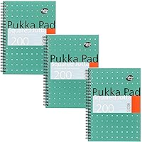 Pukka Pad, A5 Squared Jotta Book 3-Pack – 21 x 14.9cm - Wirebound Notebook with 5mm Squares on 80GSM White Paper with Perfora