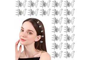 Dalababa 20 Pcs Mini Butterfly Hair Clips, Girls Metal Small Claw Clips, Tiny Cute Hair Accessories for Women Girls Kids - Silver