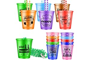 COL-PARY 24 Piezas Vaso de Chupito con Collar,Collares de Vaso de Chupito con Cuentas, Collares de Rristal de Chupito de Novia Vaso para de Novia,Cumpleaños, Boda,Despedida de Soltero,6 Colores
