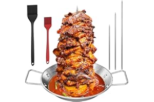 XINRONGDA Support de Brochettes Verticales, Machine à Kebab en Acier Inoxydable avec 3 tailles différentes de pointes de remplacement et Plaque de Gril à Brochettes Verticales avec Poignée pour Steak Poulet