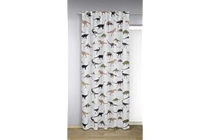 KAMACA Rideau occultant avec motif pour chambre d'enfant - Rideau occultant avec passants cachés et galon fronceur - Rideau thermique (Dino (H x l 245 x 135 cm)