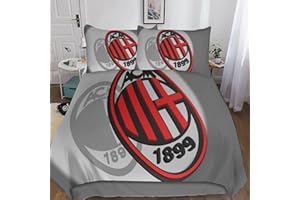 TEmkin A.C. Milan Set Di Biancheria Da Letto Set Copripiumino Stampato in 3D Set Di Biancheria Di Facile Manutenzione, Set Copripiumino in Microfibra Double（200x200cm）