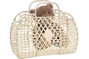 yybng Jelly Bags - Borsa da spiaggia in plastica gelatina, con manico, per vacanze, picnic, viaggi, beige., vedi descrizione