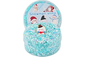 OKAYBEE Snowman Glitter Blue & White Sequins Slime, Crunchy Schleim für Kinder, sensorisches Schleimspielzeug, Geschenke für Mädchen und Jungen zum Geburtstag, Ostern, Halloween, Weihnachten