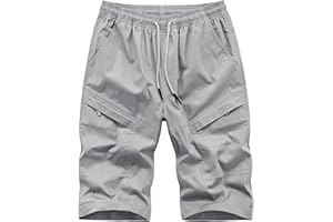 Btmpmcs Pantaloncini Cargo da Uomo Casual Sportivi Bermuda Shorts Estivi Pantaloni Corti da Lavoro con Multi Tasche All'Aperto Leggero Pantalone in Cotone Vita Elastica