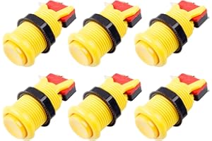 EG STARTS 6x American Style Standard Arcade Tasten umschaltbar Happ Typ 30mm Druckknopf 187 "(4,8 mm) terminal Jamma Mame Kit Teile (Gelb)