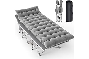 BULAGE Lettino da Campeggio Pieghevole, Letto per Ospiti Resistente da 208 kg, brandina pieghevole con materasso per ufficio, viaggio, esterno, pesca, escursionismo, casa, telaio in metallo