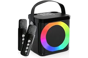 MUMUWIND Karaoke con microfono senza fili, karaoke professionale completo, cassa karaoke portatile per adulti e bambini, luce a LED, Supporta USB/TF/AUX, compatibile con smartphone/tablet/tv