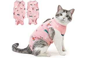 Eyein Cat Recovery Suit, Comfortable Cat Surgery Recovery Suit, Cone Collar Alternative for Female Male Cats, Kitten Onesie Pet Surgical Spay Recovery Suit for Abdominal Wound Skin Diseases(Pink,M)