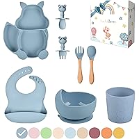 Coffret Naissance Ensemble D'alimentation Pour Bébé, 6 Pièces En Silicone Pour Bébé Avec Bol à Ventouse, Assiette Divisée En Crabe, Bavoirs Réglables - Puériculture & Eveil Bébé Set Repas Bébé