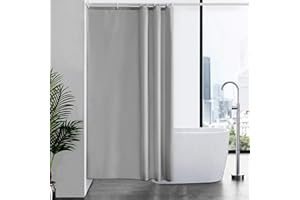 Furlinic Cortina Ducha Tela Impermeable Antimoho Gris Pequeña Cortinas Baño Poliéster Lavable con 8 Anillas para Bañera Cuarto de Baño 120x200cm