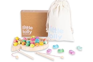 Little Lolly Wooden Magnetic Fishing Game for Toddlers | MadeForMums Gold Award Winner 2025 | Montessori Toy | Early Learning, Fine Motor Skills, Hand-Eye Coordination | Age 3+ | Alphabet A-Z