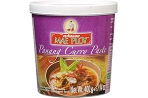ADELKOS Mae Ploy Paste Colourful and Spicy Aroma Perfect for Thai Cooking Add to Meat, Seafoods or Vegetables Wake Up Your Taste Buds (400g (Pack of 2), Panang Curry Paste)