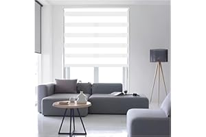 HOME IN STYLE 4U Ruby Deals Day and Night Zebra Roller Blind Dual Layer Fabric Bedroom Blinds for Windows Curtains White Blinds Window Roller no Drilling/Drilling W49cm x H165cm