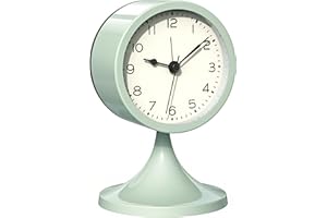 AYRELY® 3" Cute Small Analogue Alarm Clock – Silent Retro Metal Desk Clock with Light, Battery Powered for Bedside, Bedroom or Living Room (Green)