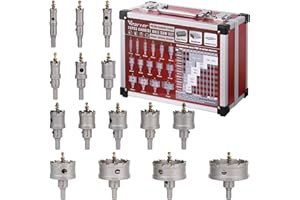 Vearter TCT - Juego de 15 sierras perforadoras de carburo de 16 a 75 mm, brocas de carburo con taladro piloto, para acero inoxidable, metales duros, hierro, acero suave, aluminio, aleaciones,