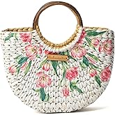 Habere India-All the Cultures Fabricating India Straw Bag | Small Tote Bag | Basket Bag | Bamboo Tote | Beach Bags for Women 