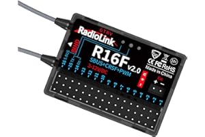 ATA HOBBY Radiolink R16F Récepteur RC 16 canaux 2,4 GHz fonctionne avec télécommande Radiolink T16D/T12D/RC4GS V3/RC6GS V3/RC8X, récepteur RC de contrôle longue distance pour voiture, bateau et robots