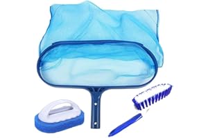 CELEBRATION DIRECTRE Hot Tub Cleaning Kit Accessories, Pool Leaf Skimmer Swimming Pool Skimmer Fine Mesh Net Deep Bag Leaf Rake Pool Net, Paddling Pool Brush and Scrubbing Brush for Cleaning Pool, Spas, Hot Tubs