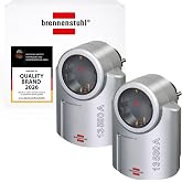 Brennenstuhl Primera-Line Socket Adapter with Surge Protection Set of 2 | Lightning Protection Adapter for Home Appliances, S