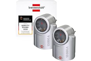 Brennenstuhl Primera-Line uttagsadapter med överspänningsskydd 2-delat set (Adapter som blixtskydd för elektriska apparater) silver