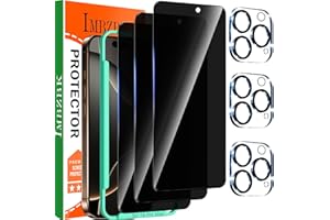IMBZBK 3 Piezas Protector Pantalla para iPhone 16 Pro Max Privacidad Antiespia Cristal Templado 3 Piezas Protector Camara Accesorios, Marco de Instalación Fácil, Funda Amistoso, Cobertura Total