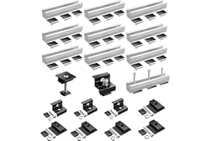 GETLITOOL Set Guide e Morsetti per Pannello Solare con Altezza 30-35mm Include 10pz Guide 200x25mm 4pz Morsetti Terminali 6pz Morsetti Centrali e Viti Rondelle Blocchetto per Modulo Fotovoltaico DIY