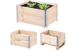 KADAX Marco de madera para palés, apilable, marco de accesorio para jardín, marco de bancal, jardinera, jardinera, bancal de verduras, bancal de hierbas (juego de 2 unidades de 80 x 60 x 22,5 cm)