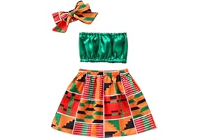 GENERIC Diadema Estilo Ankara Chaleco Verano Conjunto Niños Africano Dashiki Faldas Niñas Trajes Tops Bebé Ropa Niño Niña Trajes y Conjunto Bebé 1 Año Antiguo