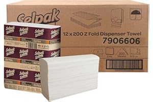 Selpak Professional Z Fold Paper Towels, 2ply Paper Hand Towels Disposable 12x200, (Total 2400), Absorbent White Paper Towel Ideal for Individuals/Businesses, Paper Hand Towels for Dispenser