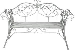 Biscottini Banc de Jardin Exterieur 133x90x47 cm | Bancs de Jardin ER Fer forgé | Banc Exterieur Jardin | Meuble de Jardin Exterieur