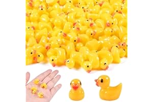 WFFEILA 100 PCS Gelbe Mini Harz Enten,Mini Resin Ducks Für DIY Potting Micro Landschaft Dekorationen Lieferungen,Mini Resin Ducks Figuren Für Bastelarbeiten,Gartenlandschaft (Farbe Gelb)