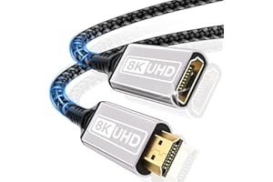 SEWOWIBO Cable de extensión HDMI,0.5M 8K 60HZ 4K 120HZ 144HZ Cable de extensión HDMI 2.1 macho a hembra 48Gbps Ultra Alta Velocidad UHD eARC HDCP 2.3 Dynamic HDR10+ Compatible con TV Stick,HDTV,PS 5 PS 4
