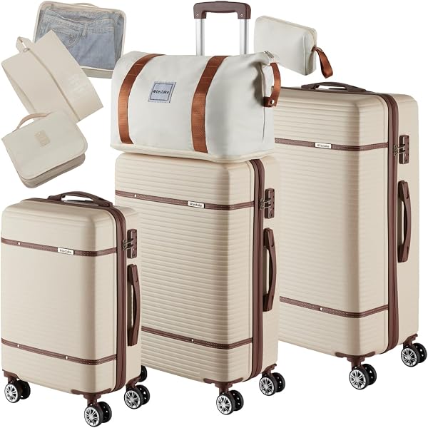 Set De 6 Valises ABS Coque Dure – Tailles 46 à 75 Cm, 4 Roues Pivotantes, Serrure TSA