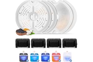 Feriva 4 Pezzi Filtri Fontanella per Gatti for 2L Fontanella per Gatti, Filtri per Fontane per Animali Domestici, Filtrazione Quadrupla Filtri di Ricambio per Fontana per Gatti, 4 iltri e 4 Spugne