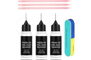BUTBU Nagellimborttagarset, 3 x 10 ml nagellimborttagare, med nagelfil, enkel och snabb gelnagellacksborttagning, för pressning på naglar och konstgjorda nagelspetsar