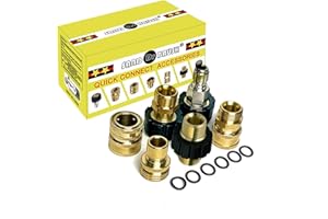 SAND DR BRUSH Juego de adaptadores de Alta presión de Cobre, 6 Piezas de conexión rápida para limpiadores de Alta presión, M22 Giratorio a 3/8 Pulgadas, conexión rápida para Pistola de pulverización