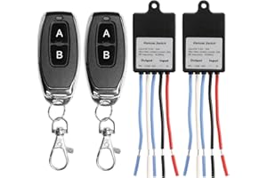 QIACHIP DC 5V 6V 12V 24V 48V 60V, interruttore a distanza senza fili, 20 A, 1 canale, 433 MHz, 2 ricevitore relè RF con 2 trasmettitori, relè a contatto asciutto per il controllo degli accessi