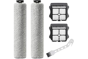 LHYNEE Rouleaux de Brosse et Filtres Compatible pour Tineco Floor One S3, iFloor 3, 2 Brosses à Rouleaux, 2 Filtres pour iFloor 3 / Floor ONE S3, Pièce de Détachées, Accessoire pour S3 Breeze