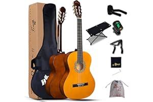 Winzz 4/4 Full Size Classical Guitar for Adults Teenager Students Beginners with Nylon-String (39 Inches, Yellow Glossy)
