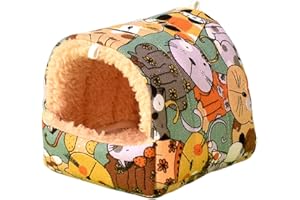 tinysiry Cama para hámster para Invierno, Mini Nido para Dormir de algodón para hámster, Nido para hámster, cálido y Lindo patrón de Dibujos Animados, casa de Conejillo de Indias, escondite par