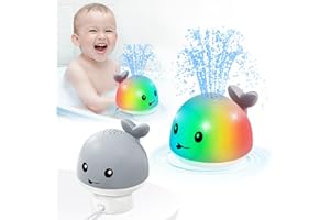 Gigilli Baby Bath Toys, Rechargeable Toddler Bath Toy for 1-2 Years Old Light Up Whale Bath Toys for Babies 6-12 Months Boys Girls Infant Kids Christmas Birthday Gifts- Grey