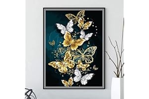 DSPLOPK Diamant Malerei Schmetterling mit Zubehör, 30x40cm 5d Diamont Malerei Blumen Art Kit, Diamant Malerei Erwachsene Für Indie Ästhetische Raumdekoration（schwarz）