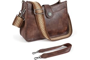 APHISON Umhängetasche Damen Handtasche Mittelgroß braune Crossbody Bag mit Breiter Gurt Hobo Bag Schultertasche veganem Leder Tasche 2 Schulterriemen Kartenschlitz Reisetasche