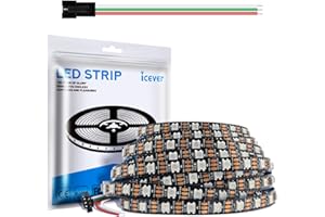 ICEVER 5M WS2812B LED-Streifen 5V 60LEDs/m - 300 Pixel, individuell adressierbare RGB IC 5050SMD LEDs - flexibles schwarzes PCB IP30 - Traumfarbe für DIY-Farbwechselprojekt.