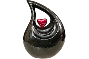 Royal Rapture Urne funéraire pour Cendres humaines en Forme de Goutte pour Adulte - 20,3 cm et 30,5 cm de Hauteur - Cœur Noir et Rouge - 30,5 cm