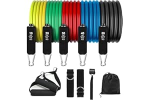 CHICSOLIS Resistance Bands Fitnessbänder Widerstandsbänder Set: Sports Resistance Fitness Bands Expander Gymnastikband mit 5 Fitnessbänder Expander Tube Bands, Türanker, Griffs, Fußschlaufen für Krafttraining