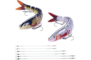 KYEDGC 2Pcs Multi Jointed Segmented Pike Fishing Lures Bait with Hooks, 3D Artificial Lures Fishing Gear with Wobbler for Freshwater Saltwater